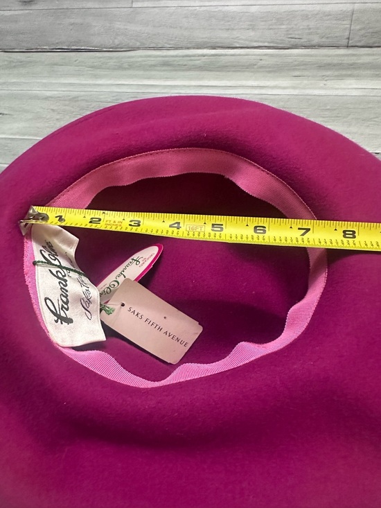 Frank Olive Vintage 1960’s  Fuchsia Wide Brim Hat with Black Band